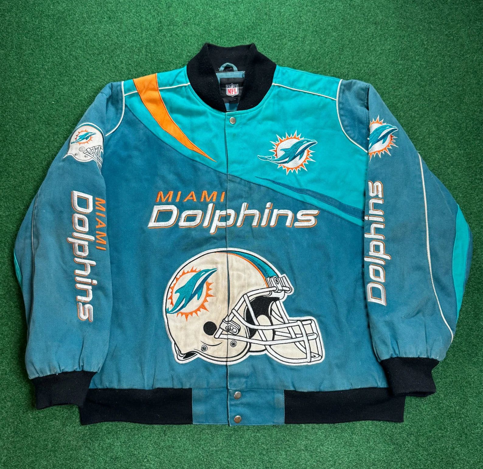 INSANE 90s Miami Dolphins Button up Coat Jacket Rare All Over Print NFL Football XXL 2XL - Etsy | Etsy (US)