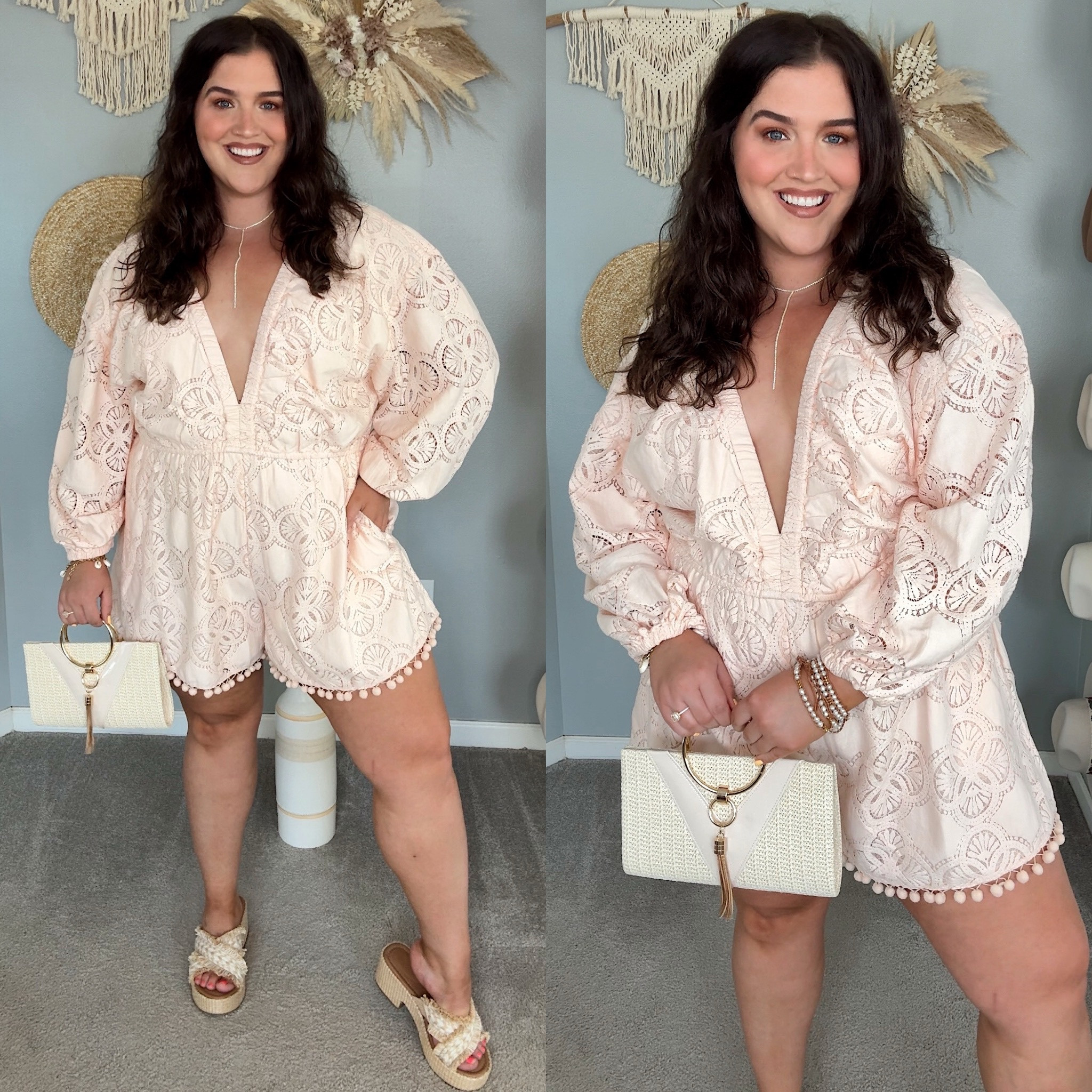 Amazon plunge neck romper ✨ XXL
Crochet + pompom details 

#LTKStyleTip #LTKSummerSales #LTKPlusSize