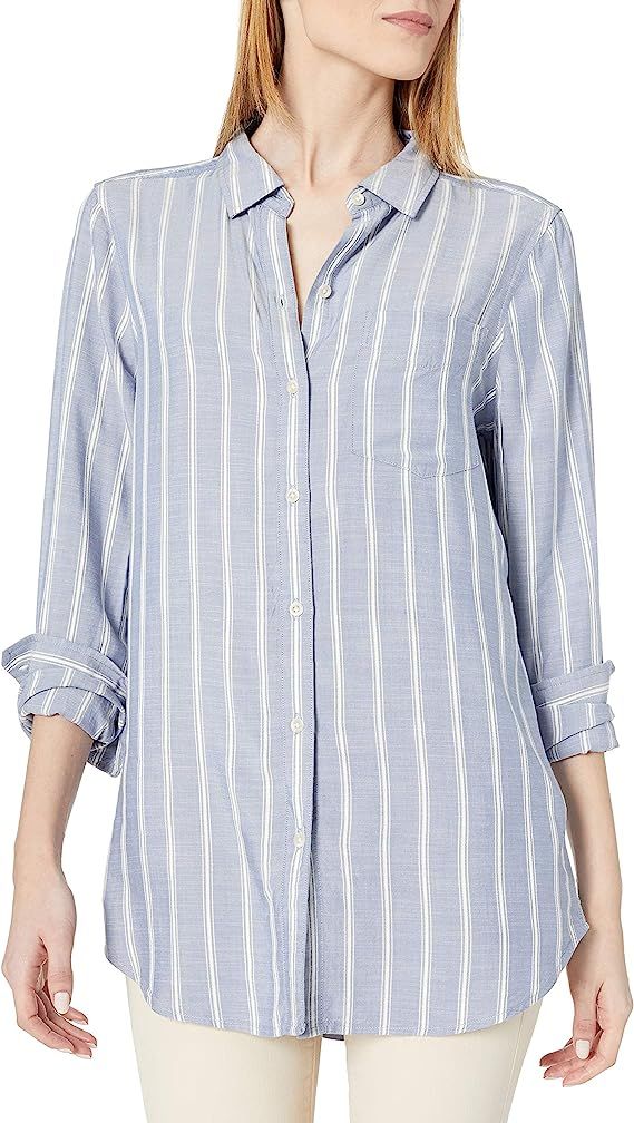 Amazon Brand - Daily Ritual Women's Soft Rayon Slub Twill Long-Sleeve Button-Front Tunic | Amazon (US)