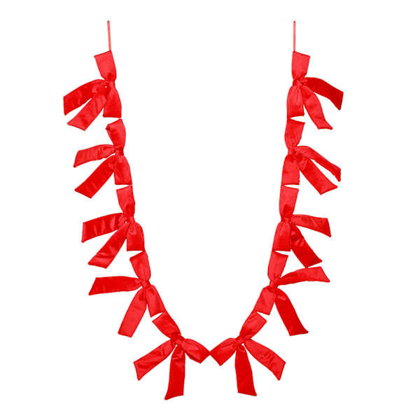 Red Velvet Bow Garland, 6', Fabric, sold by At Home | At Home