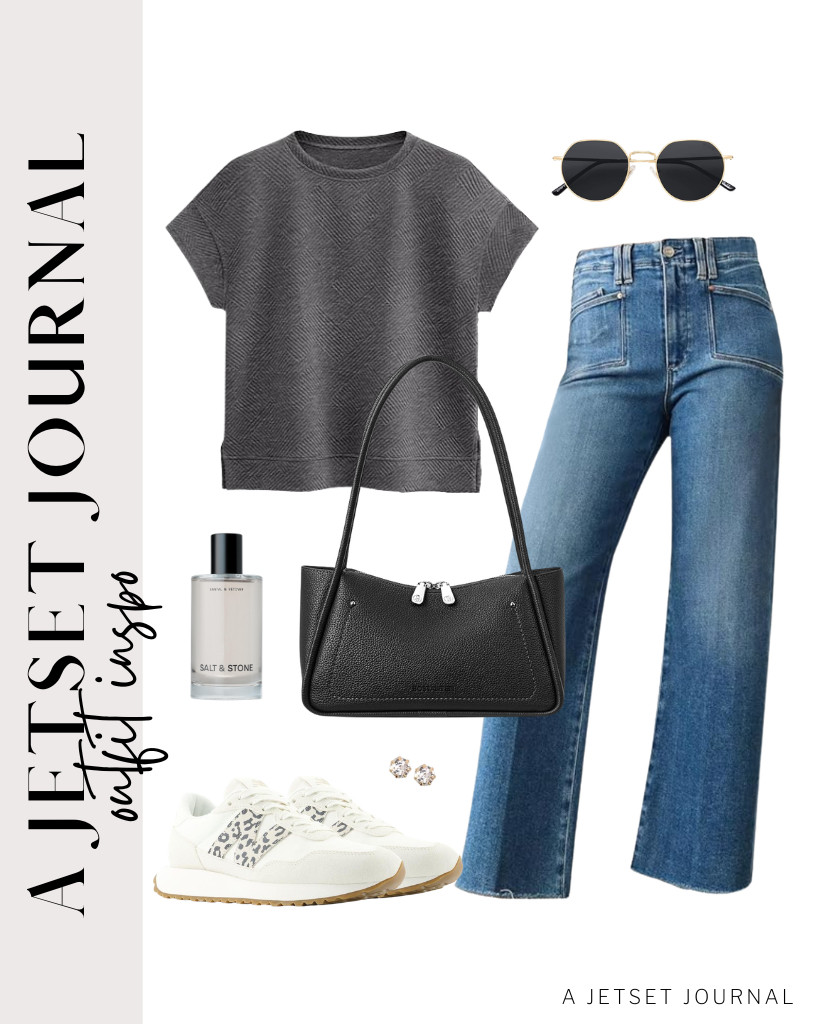 Pair these wide-leg jeans from Astylish with a dark gray PRETTYGARDEN short-sleeve top and New Balance 237 V1 sneakers. You can use this BOSTANTEN shoulder bag and SOJOS rounded sunnies to style this cute fit.

#LTKSeasonal #LTKSaleAlert #LTKTravel
 

 