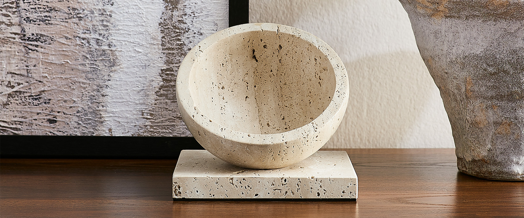 Travertine Hollowed-out Hemisphere | Hernest