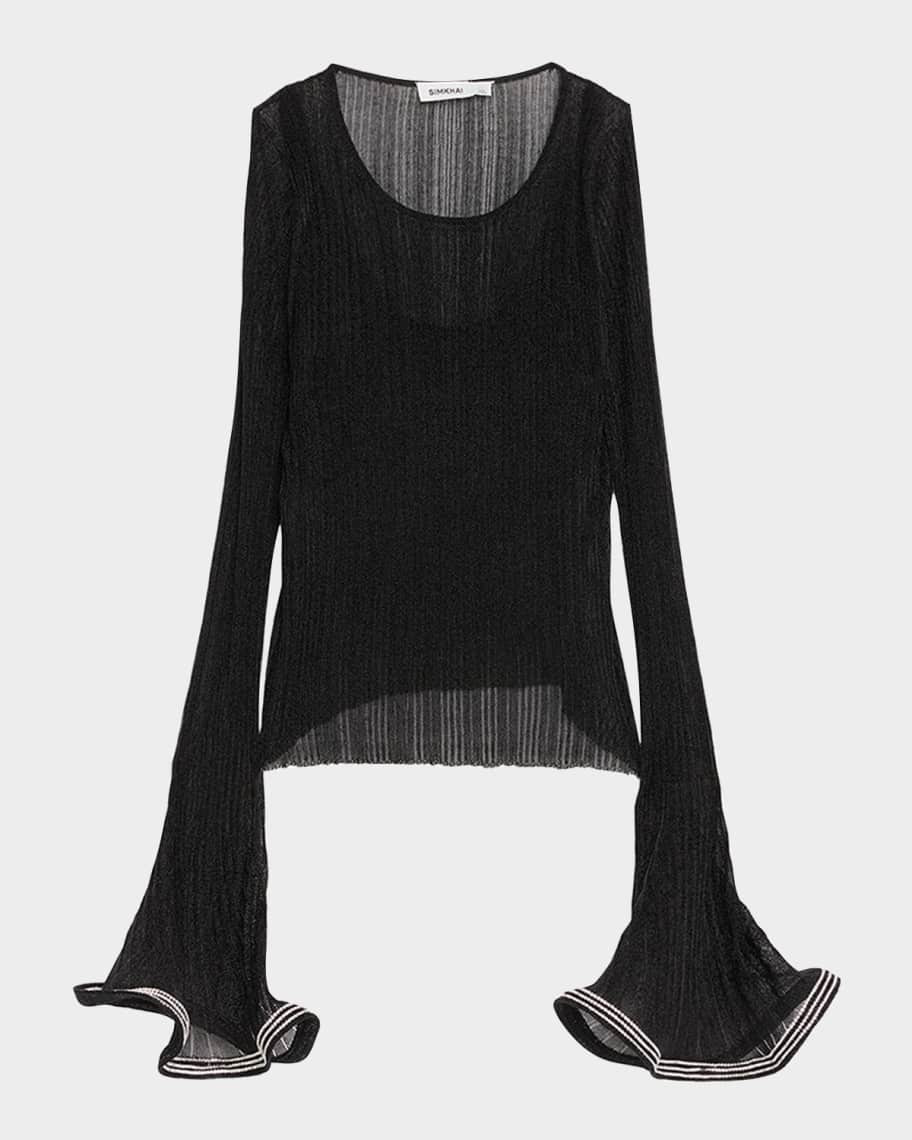 Maebry Long-Sleeve Rib-Knit Top | Neiman Marcus