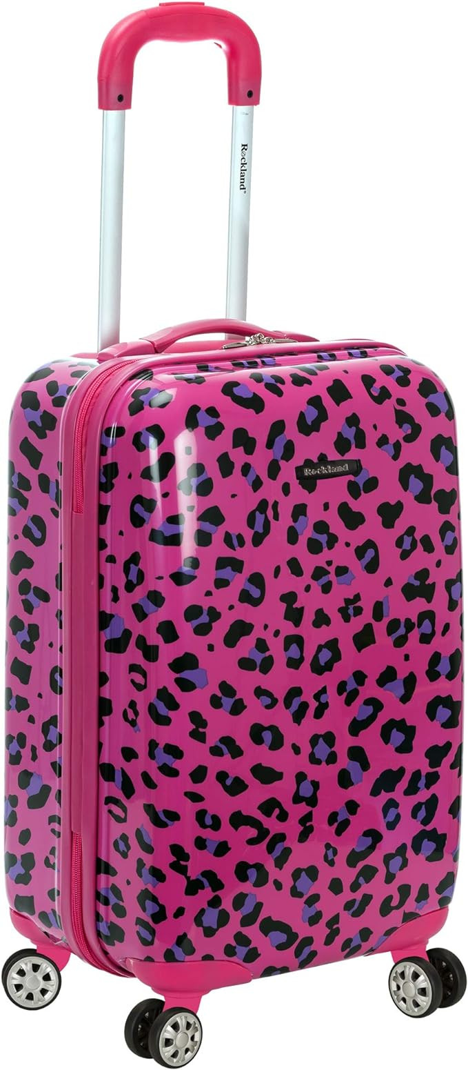 Rockland Safari Hardside Spinner Wheel Luggage, Magenta Leopard, Carry-On 20-Inch | Amazon (US)