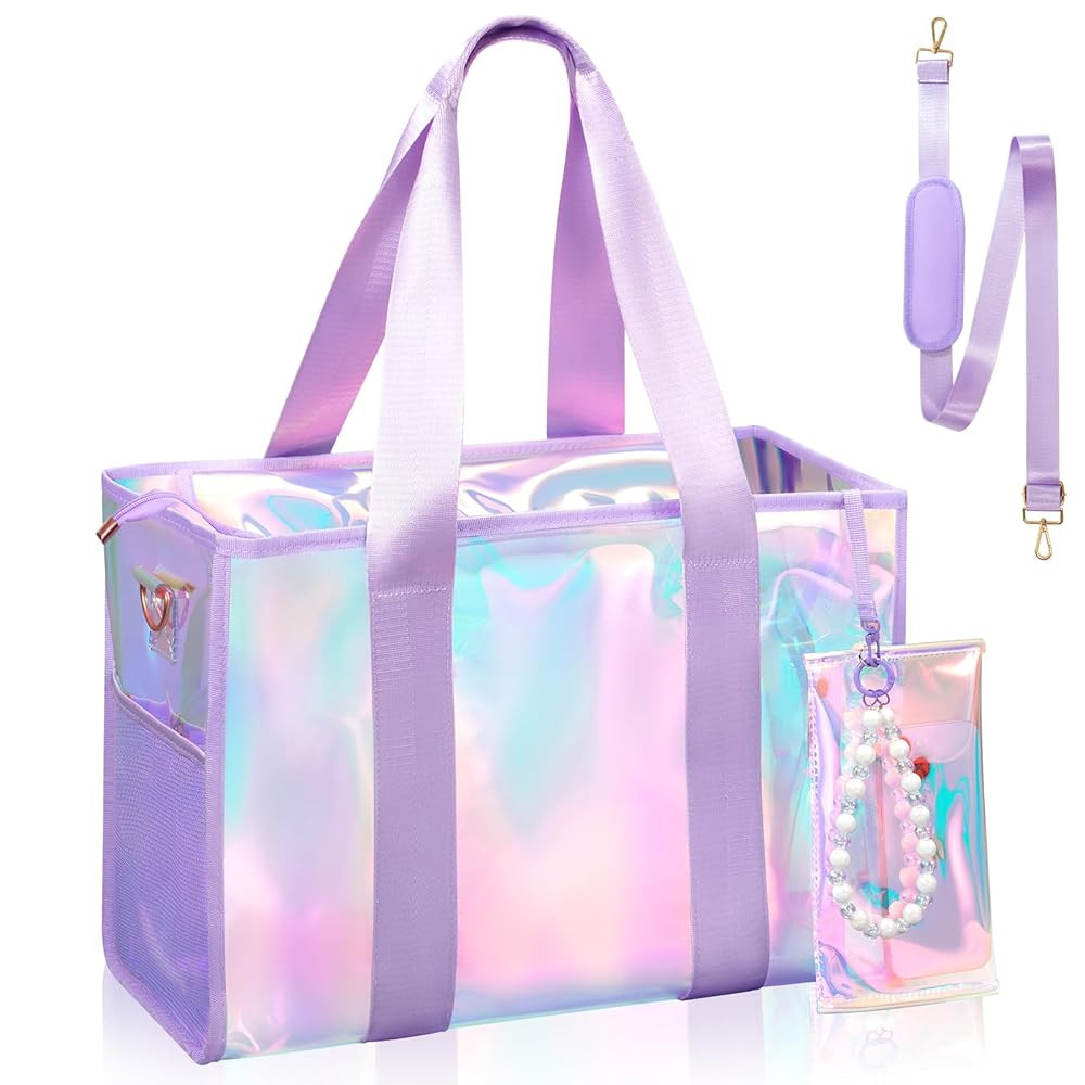 Beach Bag 26L Large Iridescent Waterproof Beach Tote Bag for Women with Zipper & Phone Pouch Sand... | Amazon (US)