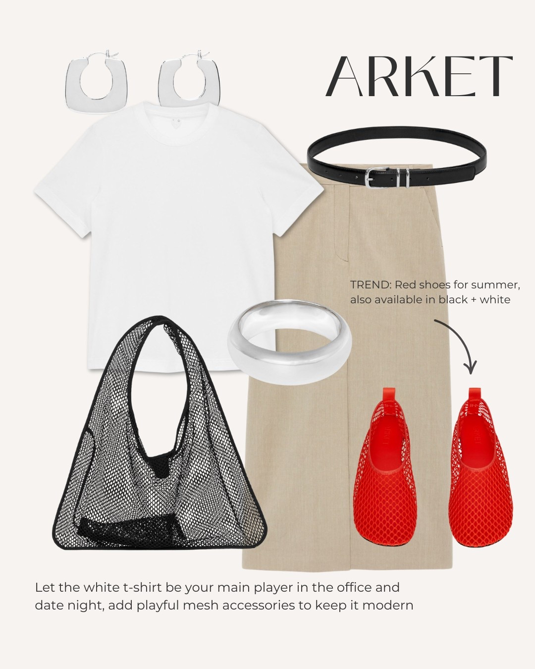 Basic white tee - summer outfits - white tee shirt - white t-shirt - best white t shirt outfit - capsule wardrobe staple - how to style - personal stylist approved tips- high street edit - summer trends - fishnet bag - mesh shoes - red shoes - shoe trends - maxi skirt - Arket white t shirt - Arket outfit - Arket linen t-shirt - Arket alba heavyweight tee 




#LTKstyletip #LTKsummer #LTKuk
