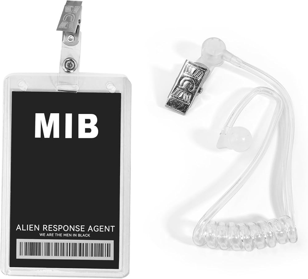 MIB Men in Black Novelty ID Badge Prop Costume, Secret Spy Earpiece Detective Party Favors Secret... | Amazon (US)