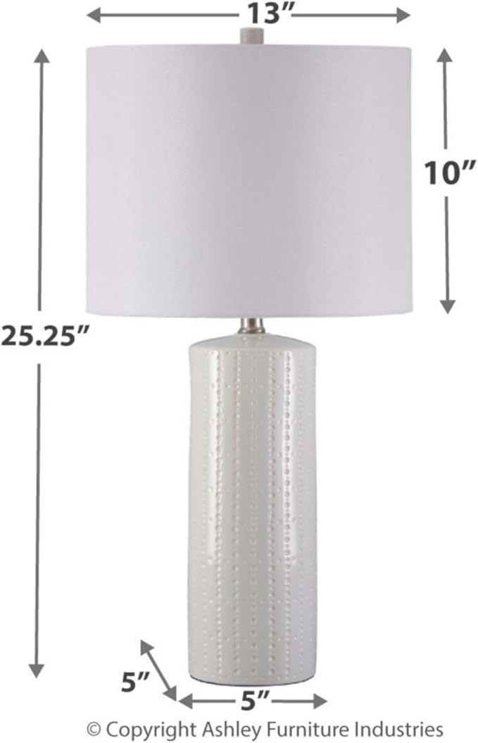 Signature Design by Ashley Steuben Textured Ceramic Table Lamp, Set of 2 Lamps, 25", Solid White | Amazon (US)