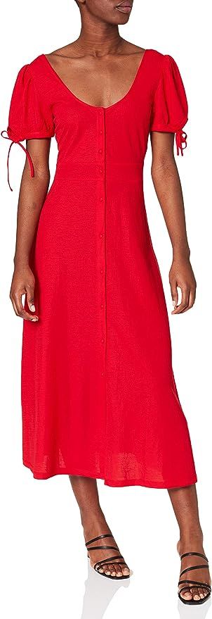Springfield Women's Vestido Midi Rojo Botones Dress | Amazon (UK)