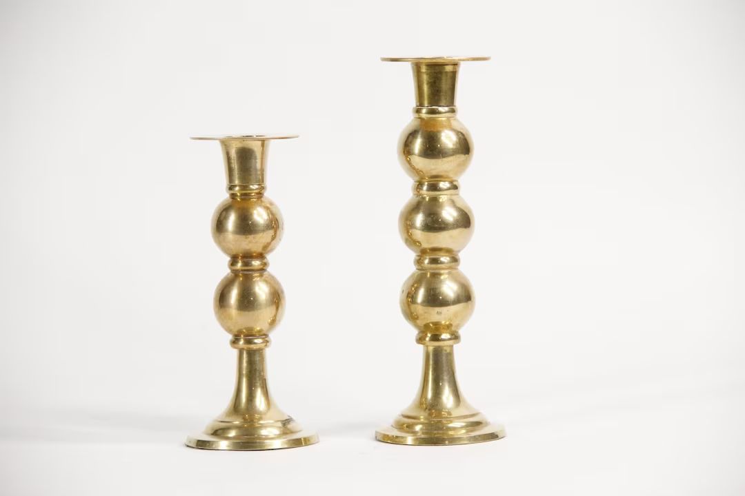 Vintage Brass Pagoda Candle Holder Candlesticks Pair - Etsy | Etsy (US)