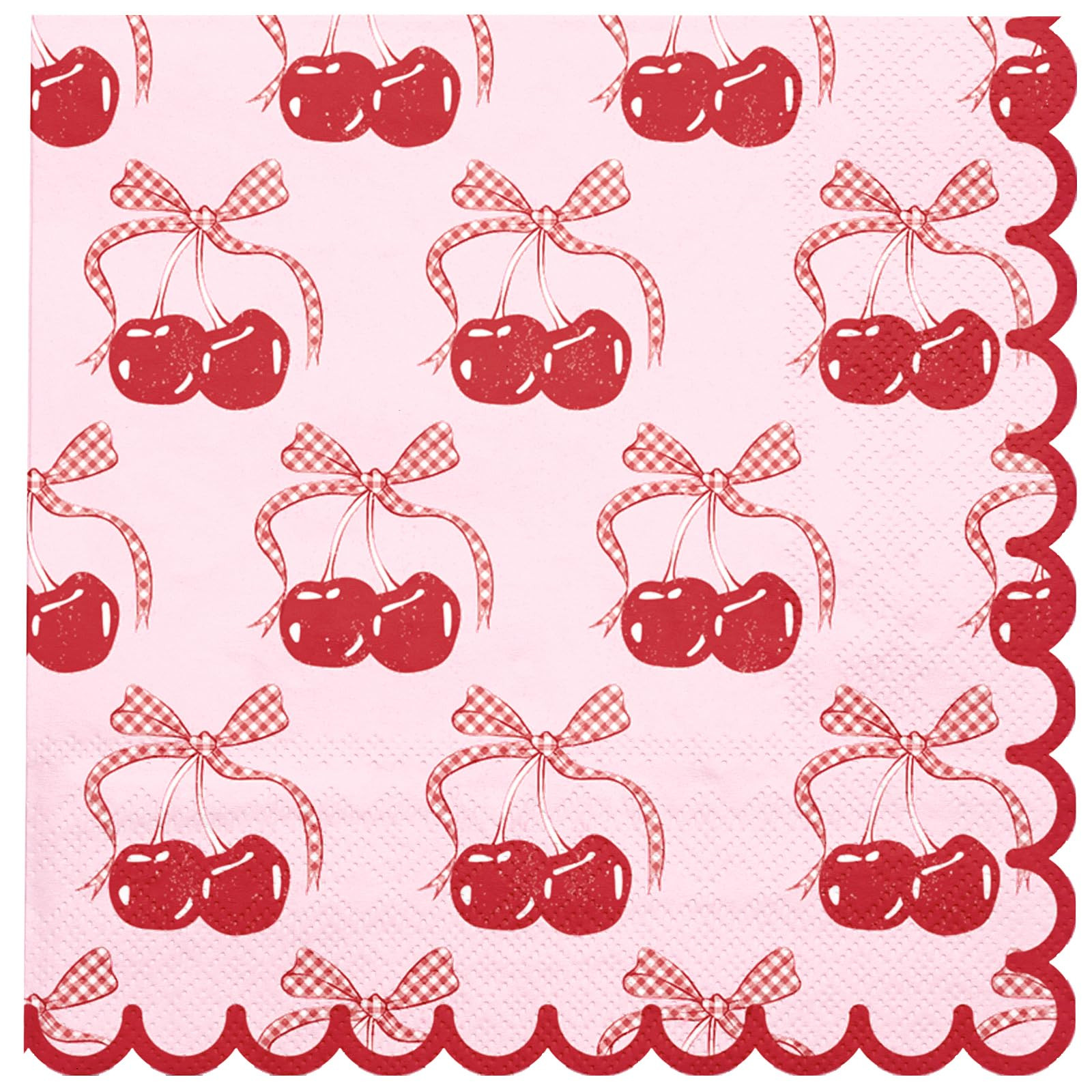 WRAPAHOLIC 50Pcs Pink Bow Cherry Cocktail Napkins - 3-Ply Lovely Pink Bow Cherry Disposable Paper... | Amazon (US)