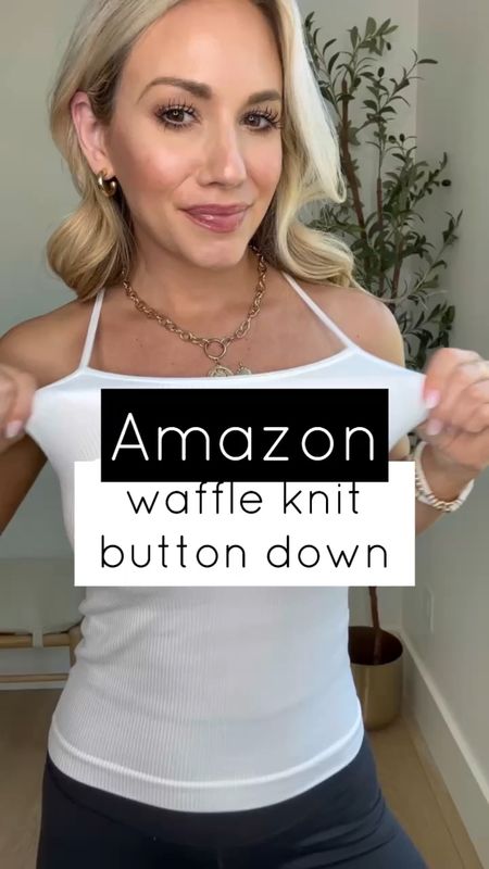 Amazon casual outfit! // wearing a small in tank, small in waffle knit button down, and xs in leggings. (Wearing 7/8 length) All run tts. Tank has a built-in shelf bra with removable pads.



Amazon outfit. Amazon fashion. Winter casual outfit. Spring casual outfit. Women’s fashion. 

#LTKsalealert #LTKSeasonal #LTKfitness