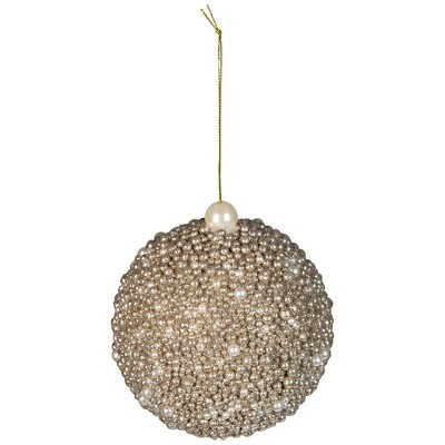 Northlight Glittered Beads Christmas Ball Ornament - 4" - Gold | Target