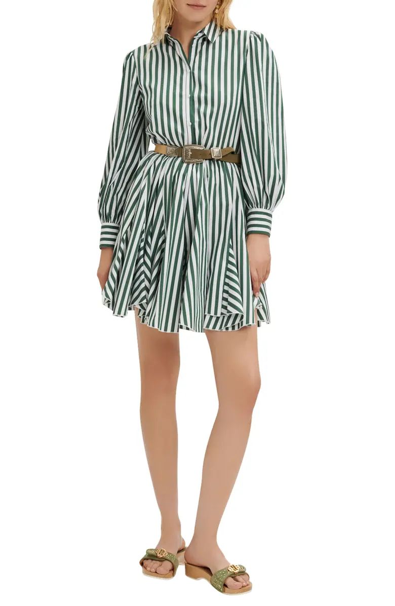 maje Rebelle Stripe Long Sleeve Belted Cotton Blend Shirtdress | Nordstrom | Nordstrom