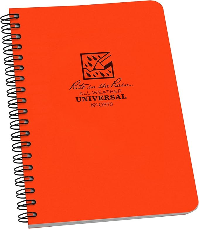 Rite in the Rain Weatherproof Side Spiral Notebook, 4.625" x 7", Orange Cover, Universal Pattern ... | Amazon (US)