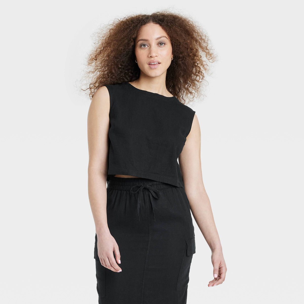 Women's Linen Tank Top - A New Day™ Black L | Target