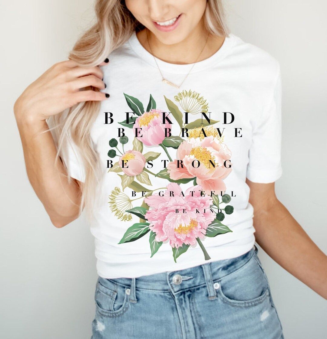 Floral T-Shirt, Botanical Shirt, Be Kind Tee, Flower T-Shirt, Vintage Botanical Print, Wildflower... | Etsy (US)