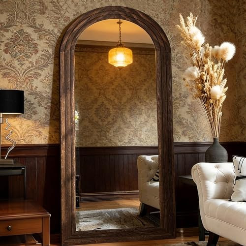 Full Length Mirror, Wood Frame, Standing Mirror, Wall Mirror-Walnut | Amazon (US)