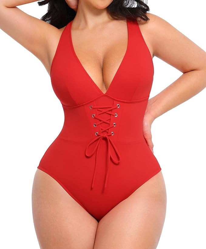 SHAPELLX Women One Piece Swimsuits Tummy Control Bathing Suits Push Up Slimming Swimwear with Bui... | Amazon (US)