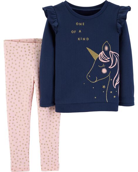 2-Piece Unicorn Fleece Top & Star Legging Set | Carter's