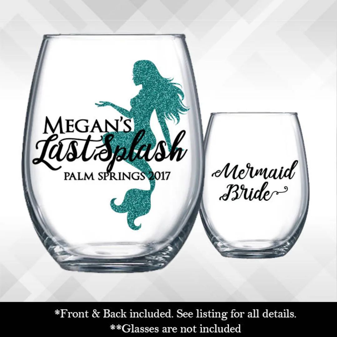 Last Splash Mermaid Bachelorette Weekend Party Wine Glass or Plastic Tumbler Vinyl DECALS vinyl S... | Etsy (US)