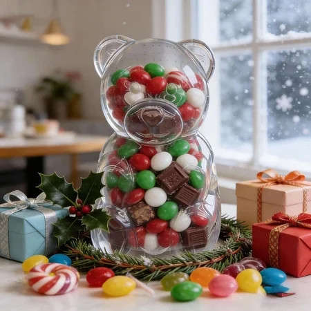 16 Inch Gummy Bear Containers Plastic - Bear Shaped Reusable Gift Box, Valentine’s Day BPA-Free Candy Holder, Valentines Gift for Loved Ones, Fillable Bear Jar for Party Favors & Festive Display | Walmart (US)