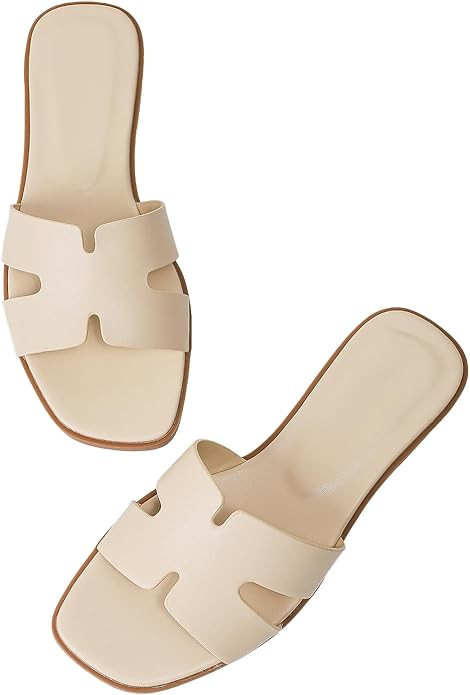 Stratuxx Kaze Open Toe Flat Dress Sandals Womens Slide Comfortable Summer Black, White, Tan Sanda... | Amazon (US)