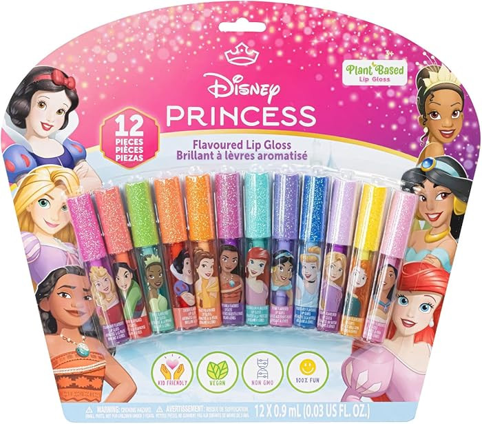 Amazon.com: Disney Princess 12 Piece Plant Based Lip Gloss, Girls Party Favors, First Makeup Set ... | Amazon (US)