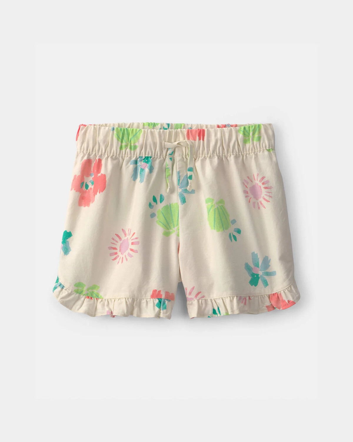 Girls Ruffle-Trim Summer Floral Shorts - Cream | Carter's | Carter's Inc