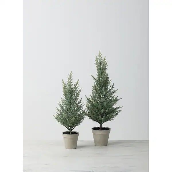Sullivans Artificial Set of 2 Mini Cedar Trees 24.5"H & 20"H Green - 10"L x 10"W x 24.5"H, 7"L x ... | Bed Bath & Beyond