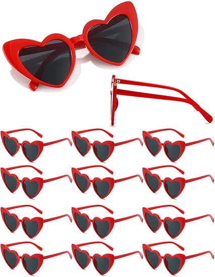 Women Fashion Heart Sunglasses 12 Pack Heart Shaped Sunglasses for Women Vintage Love Cat Eye Ret... | Amazon (US)