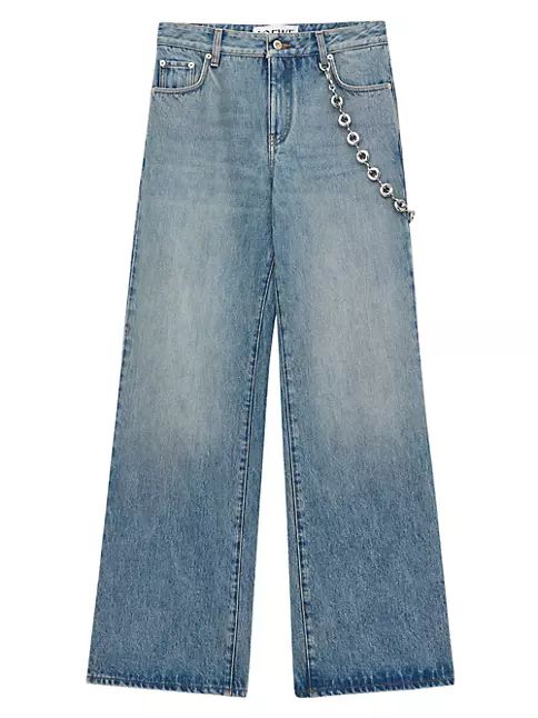 Chain-Link Wide-Leg Jeans | Saks Fifth Avenue