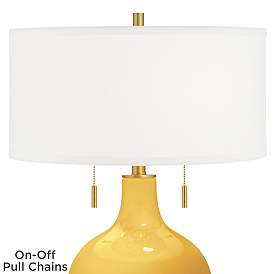 Color Plus Toby Brass 28" High Goldenrod Yellow Table Lamp | Lamps Plus