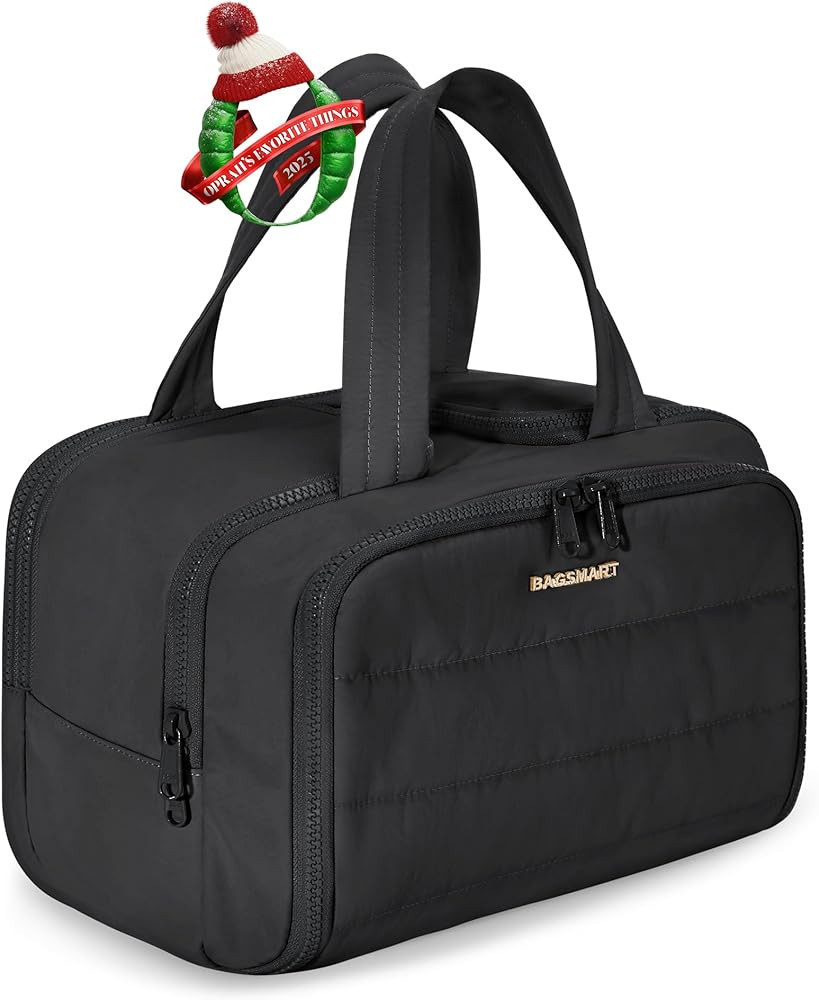 BAGSMART Travel Toiletry Bag, Lightweight Large Wide-open Travel Bag for Women, Puffy Cosmetic Ma... | Amazon (US)