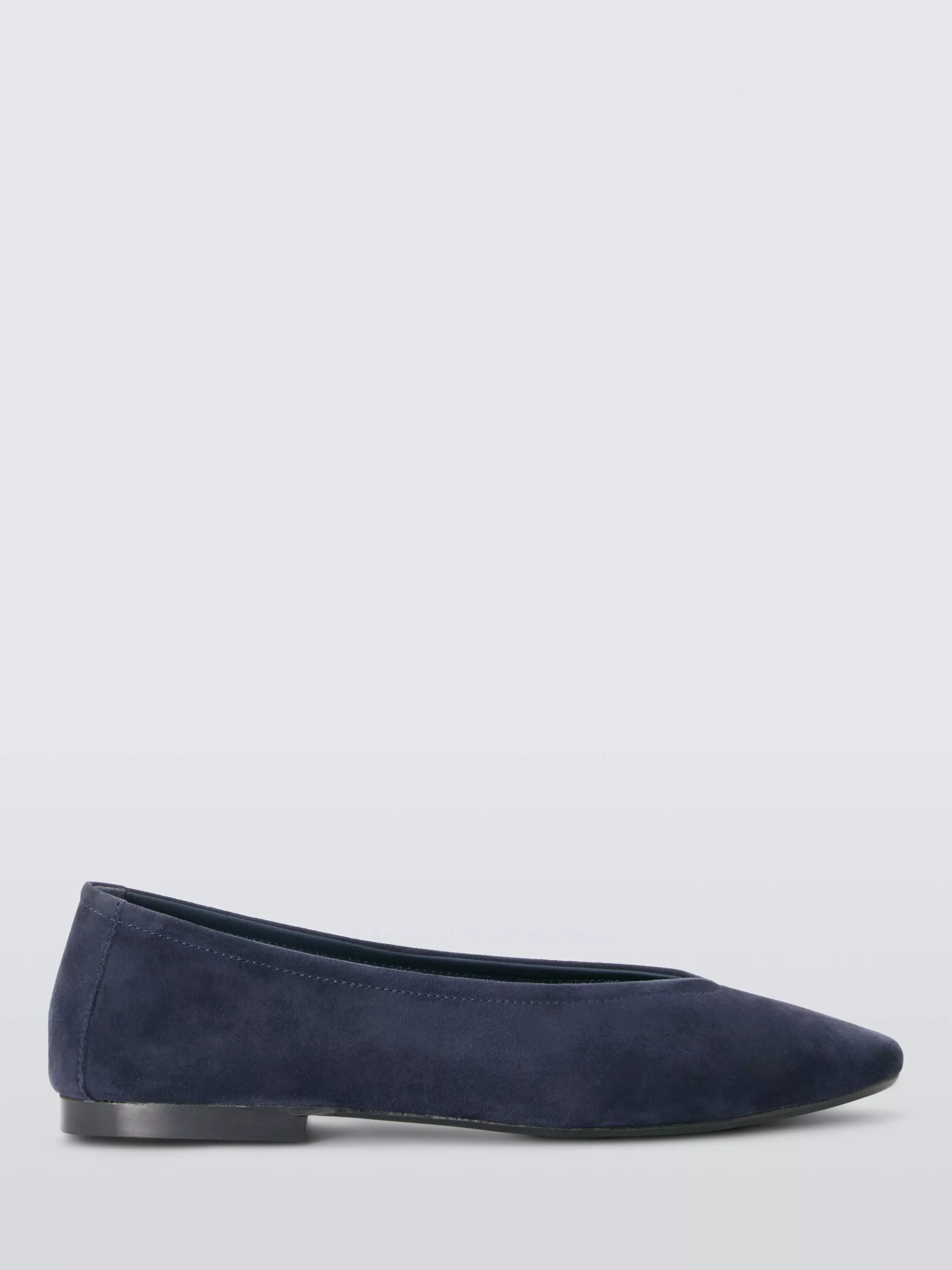 Helm Suede High Vamp Ballerina Pumps, Navy | John Lewis (UK)