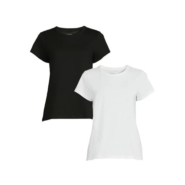 Time and Tru Women's Short Sleeve Slub Crew Tee (2 Pack) | Walmart (US)