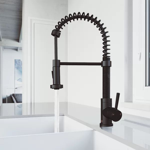 Edison Pull Down Single Handle Kitchen Faucet with Optional Soap Dispenser | Wayfair Professional