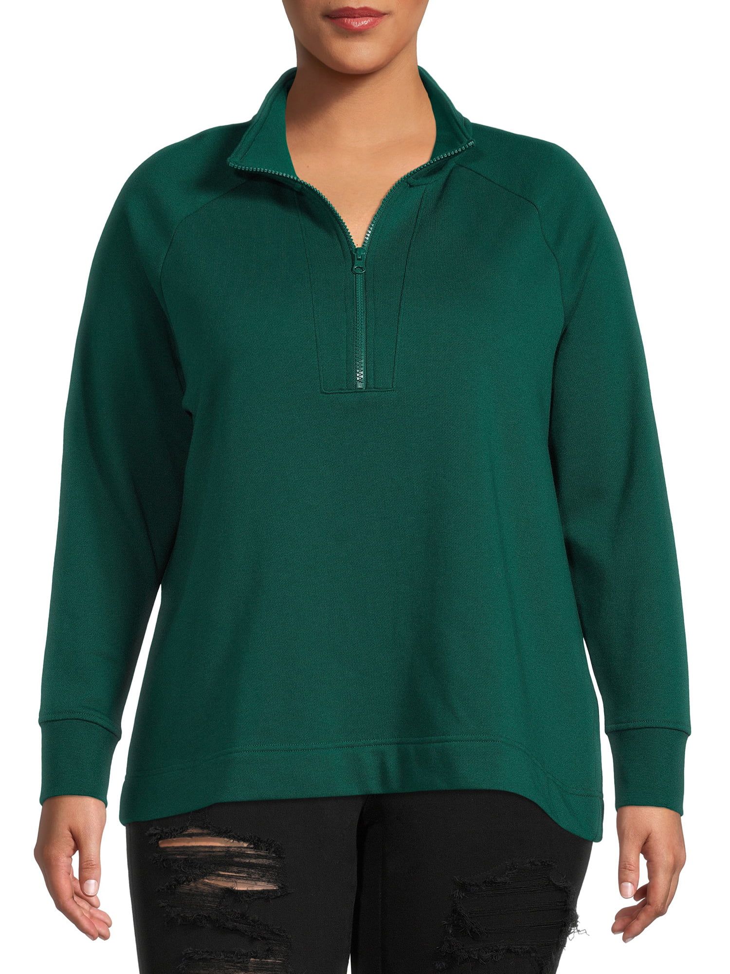 Terra & Sky Women's Plus Size Quarter-Zip Sweatshirt - Walmart.com | Walmart (US)