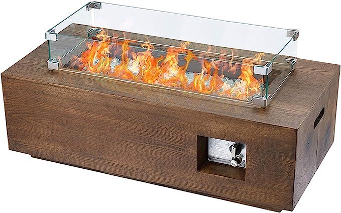 Amazon.com: ECOTOUGE 42Inch Outdoor Propane Fire Pit Table, 50,000 BTU Rectangular Fire Table, w/... | Amazon (US)