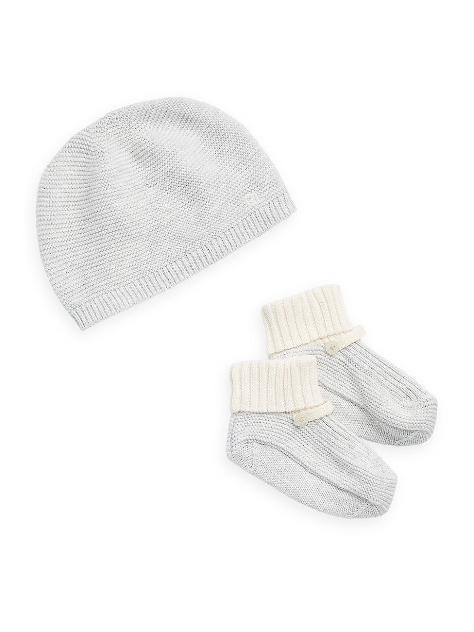 Baby's Organic Cotton Hat & Booties Set - Quartz Heather - Size 6 Months | Saks Fifth Avenue