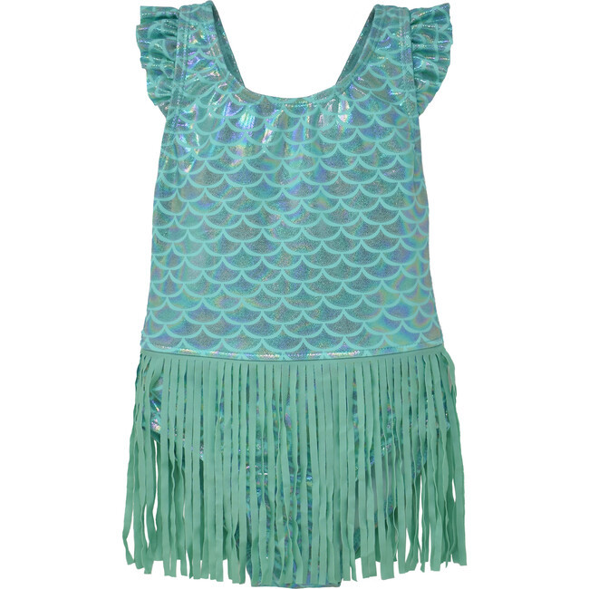 UPF 50+ Keilani One-Piece Swimsuit With Fringe, Fairy Tale Scales - Flap Happy Swim | Maisonette | Maisonette