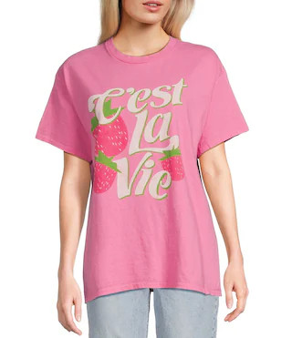 Hot Pink Oversized Crewneck T-Shirt | Dillard's