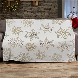 Silver and Gold Snowflakes Personalized 50x60 Plush Fleece Blanket | Personalization Mall