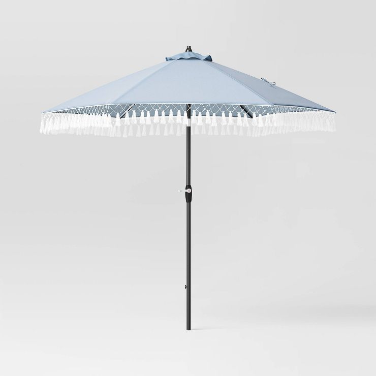 7.5'x7.5' Fringe Patio Market Umbrella - Black Pole - Threshold™ | Target