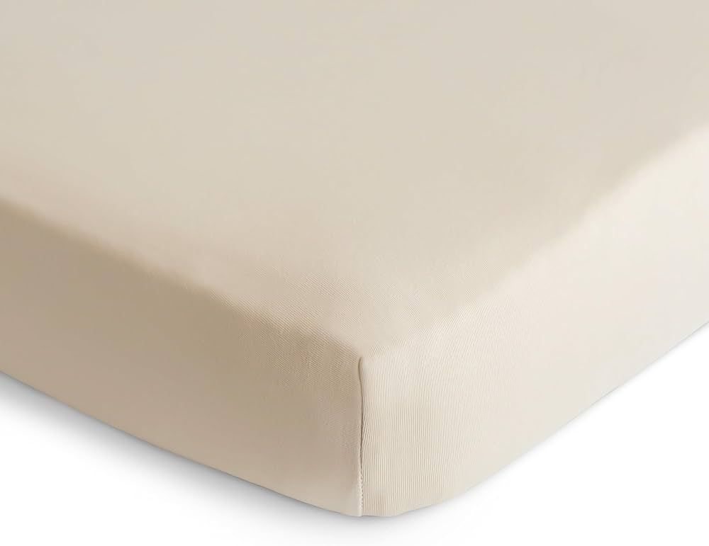 mushie Stretchy & Soft Crib Sheet | Fitted 28" x 52" (Fog) | Amazon (US)