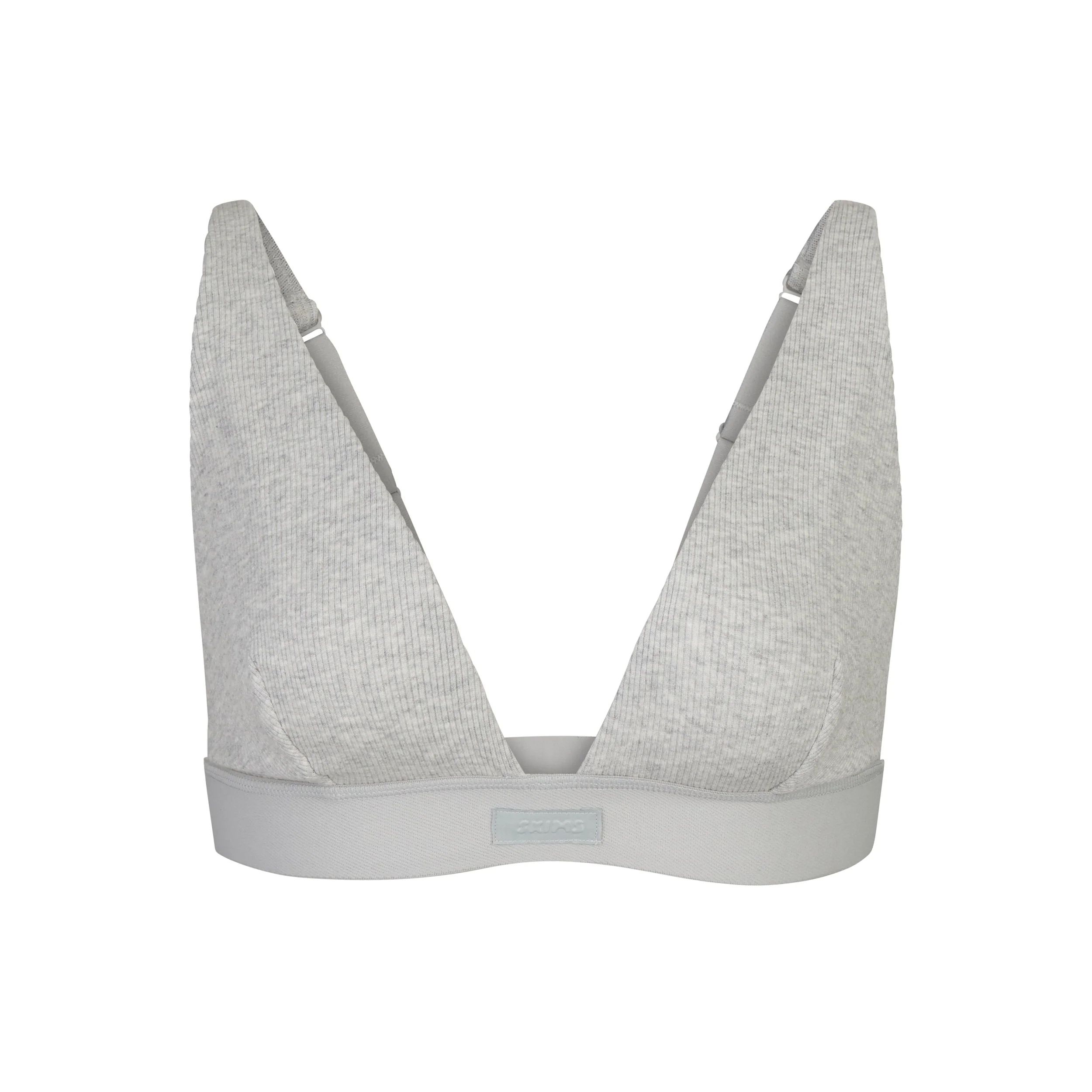 COTTON RIB PLUNGE BRALETTE | LIGHT HEATHER GREY | SKIMS (US)