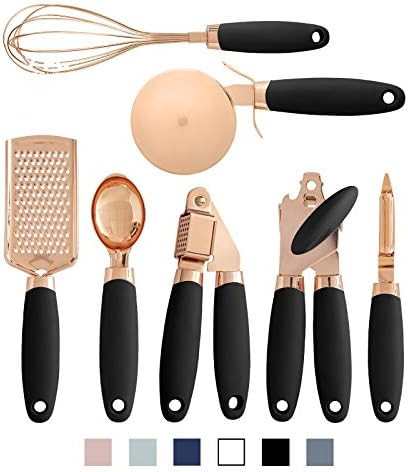 COOK With COLOR 7 Pc Kitchen Gadget Set Copper Coated Stainless Steel Utensils with Soft Touch Bl... | Amazon (US)