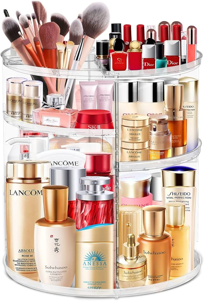 360 Rotating Makeup Organizer, Large Capacity Cosmetics Organizer for Perfume Holder Organizer Co... | Amazon (US)