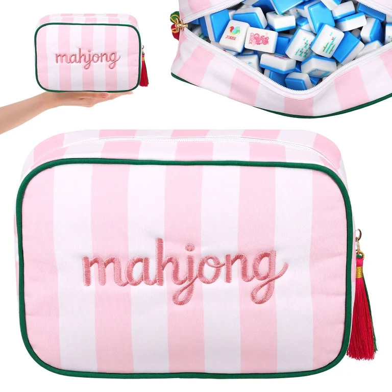 Mahjong Tile Bag for Multiple Tiles Striped Embroidered Mahjong Storage Case Thickened Polyester ... | Walmart (US)