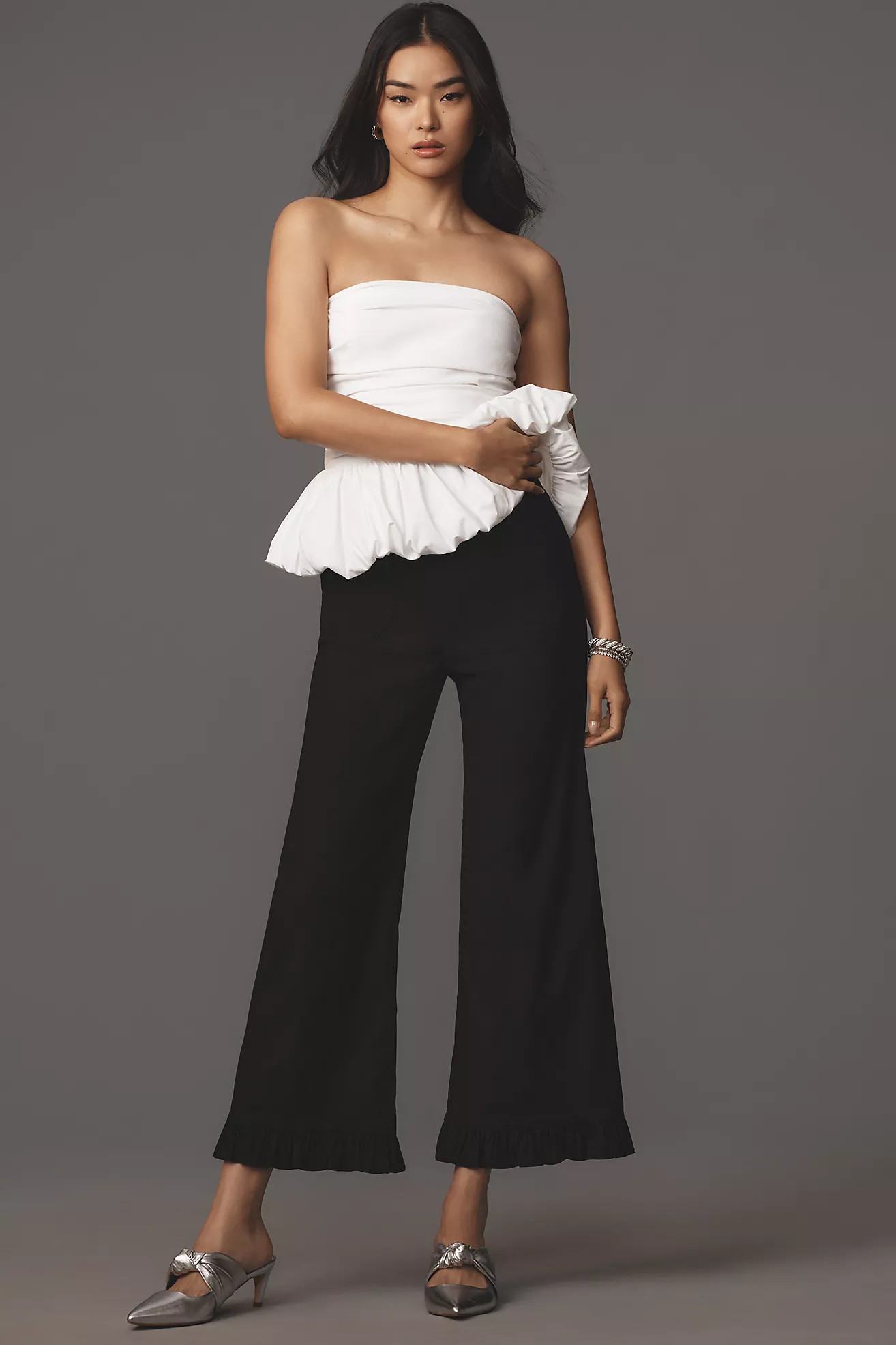 The Colette Magic Fabric Ruffled Crop Wide-Leg Pants by Maeve | Anthropologie (US)